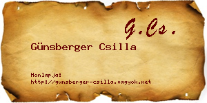 Günsberger Csilla névjegykártya